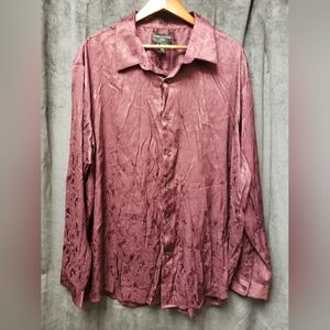 Shaquille O'Neal Dz 2XL Mauve Paisley Woven Dress Shirt NWT